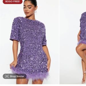 Fashion Nova Purple Sequin T-shirt Dress size Large